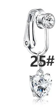 YICAI Crystal Heart Butterfly Dangling Navel Rings CZ Clip on Earring Non Piercing Dangle Fake Belly Piercing Jewelry