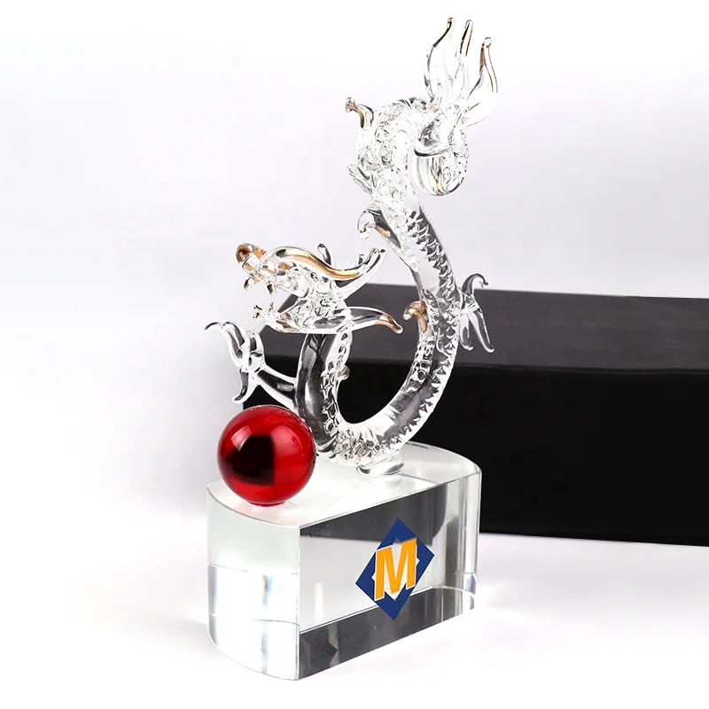 Custom Design High Quality Crystal Dragon Ball Boat Trophy With Engraving Logo Base