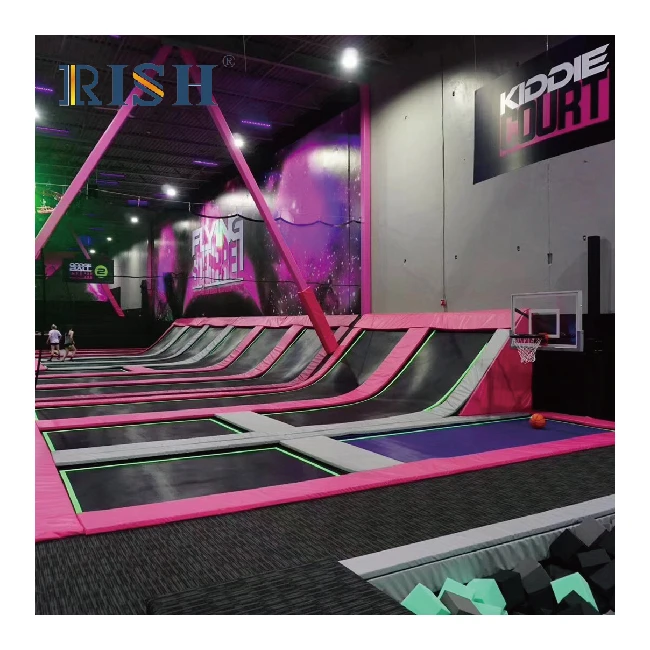 
RISH Professional Indoor Rectangular Trampoline Parks With Basketball Hoop 