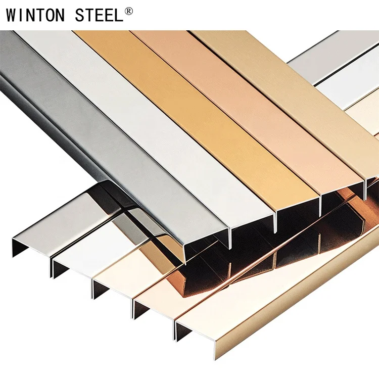 Tile Accessories  Metal Stainless Steel Decorative U Shape Strip Metal Stainless Steel Tile Trim Profile