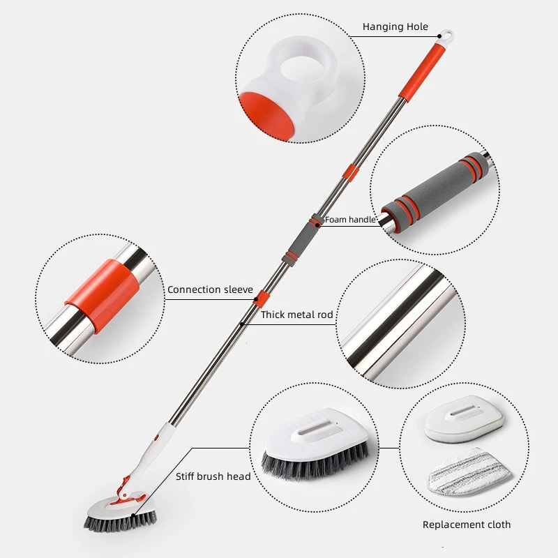 Shower Scrubber Cleaning Brush with Long Handle Eco friendly 3 in 1 Tub and Tile Scrubber