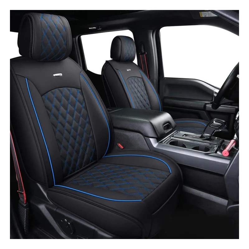 Seat Covers Full Set Leather for Pickup Cab Truck Fit for 2007-2021 Chevrolet Chevy Silverado 1500 2500HD 3500HD GMC SIERRA