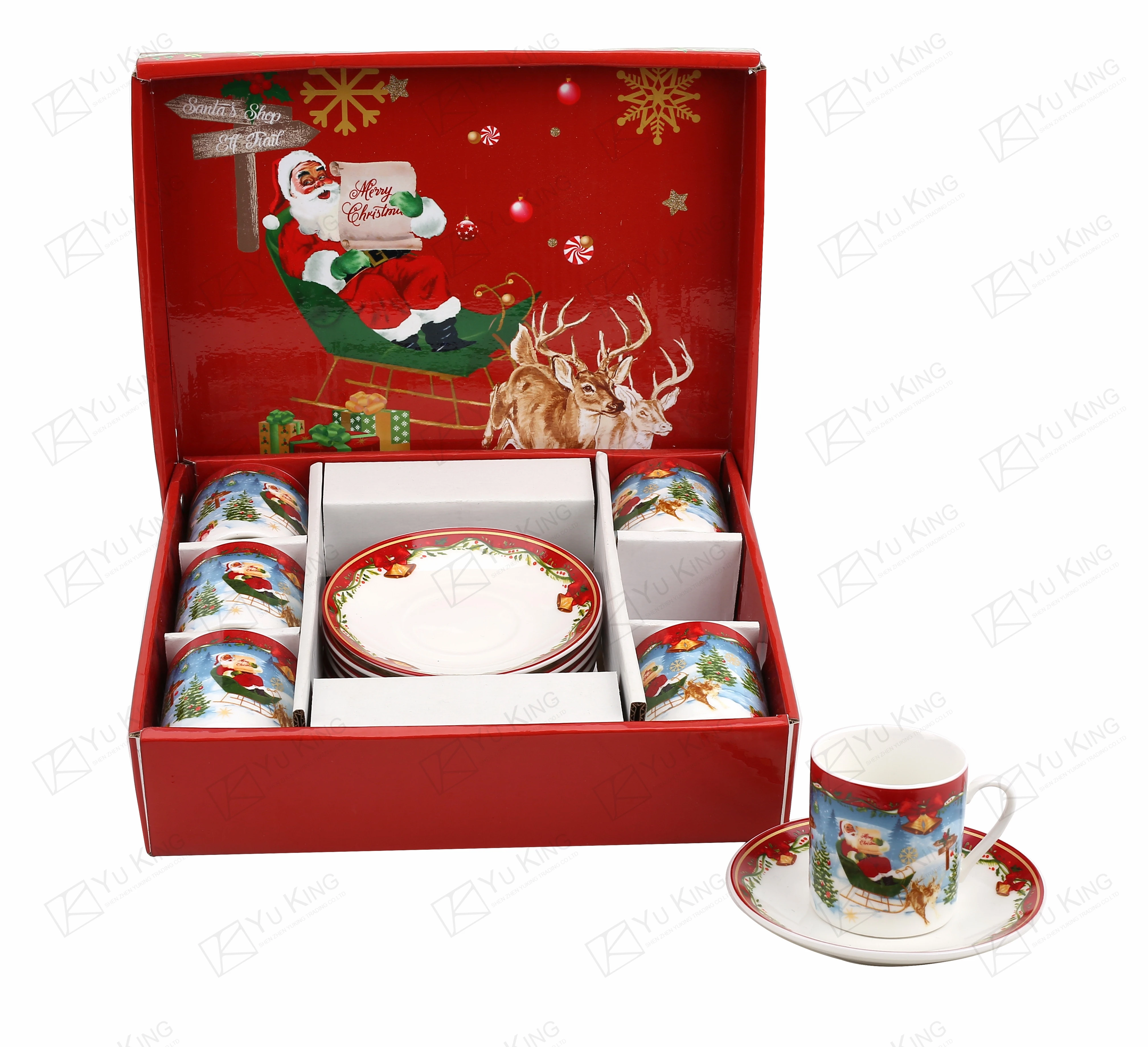 Wholesale OEM Bone China 12 PCS 24PCS 36PCS 47PCS Christmas Porcelain  Collection Dinner set