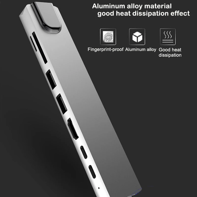  USB Type-C HUB 8 в 1 Многофункциональный адаптер для MacBook Pro и Type C Windows