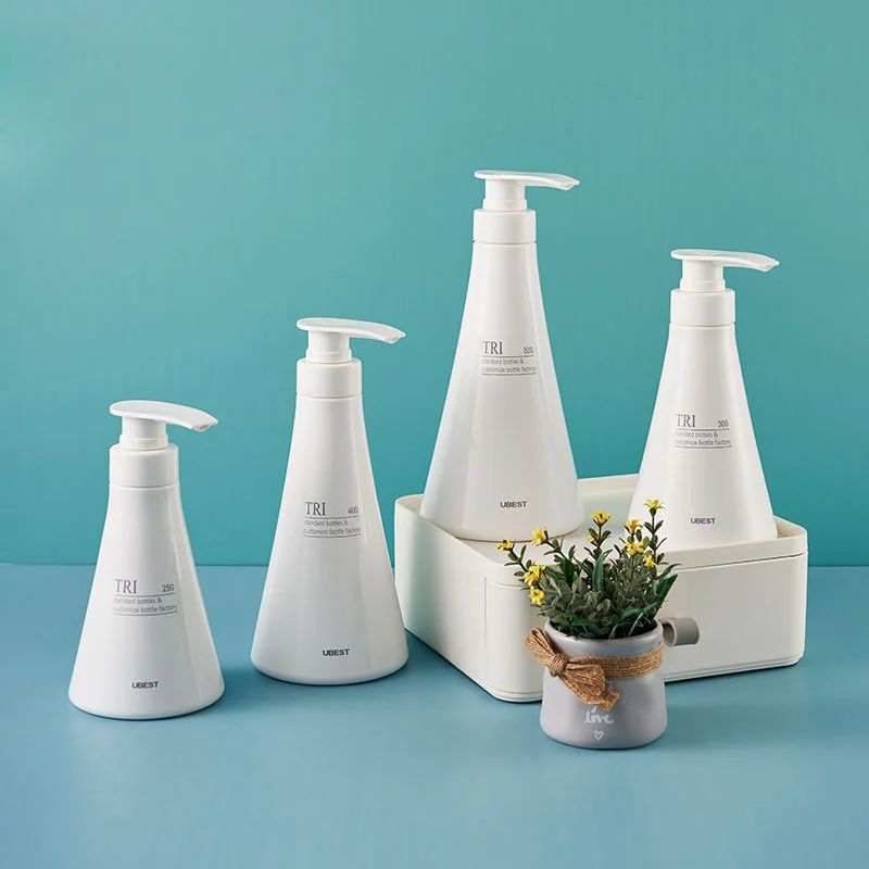 Luxury White Shampoo pump Body Wash Bottles 500 Ml Solid Color Shampoo Bottle Refillable Baby Empty Shampoo Bottles