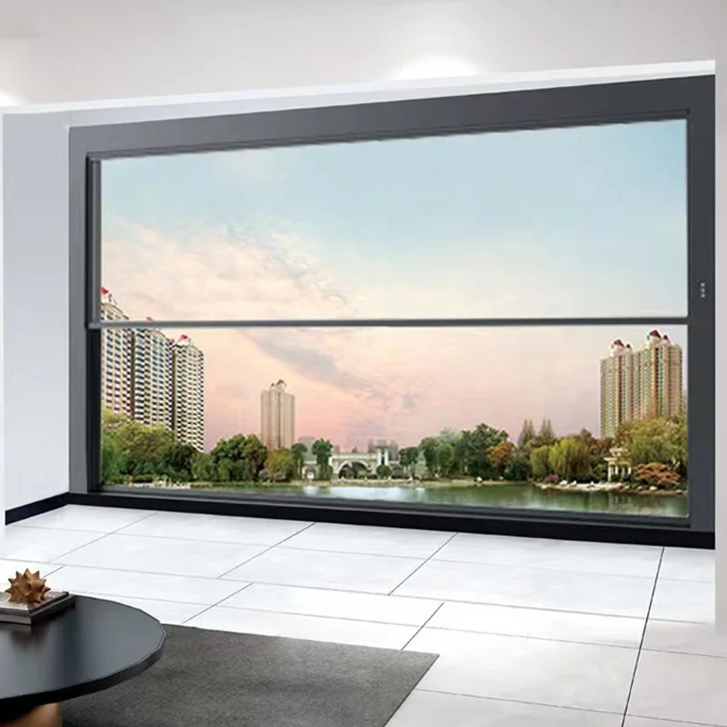 NUOXIN Modern Design Custom Automatic Vertical Slide Double Glass Windows Aluminum Electric Lift Up Window Lifting Window