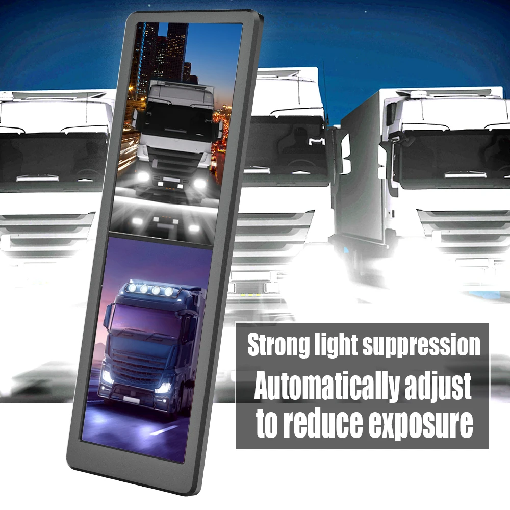 15inch Portrait Split View Dual Screen Video Recording Electronic Rear View Car Reversing Aid Dvr Mirror Truck Monitor System