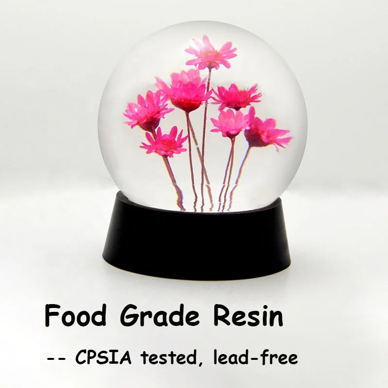 real flowers in resin clear crystal ball made in China factory wholesale saint valentines day gift 2024 for men woman girls