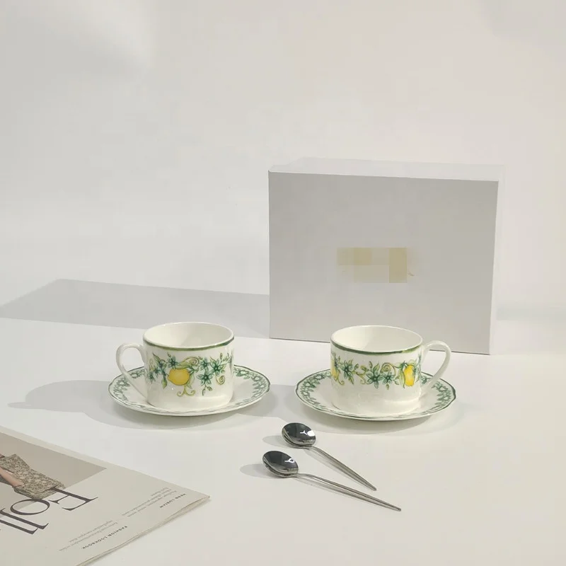 New Models Luxury Ceramic Cup and Plate Set Travel Mug Modern Design Afternoon Tea Turkish Coffee Cup Set Gift Box with Logo