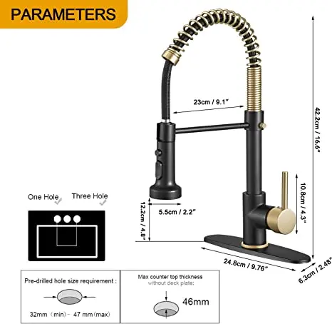 3 Modes 360 Degree Brushed Gold And Matte Black Brass Rotating Faucet Kitchen Sink Mixer Health Kitchen Tip Faucets