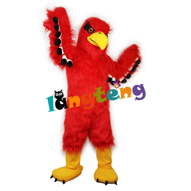 790 Adult Cosplay Red longhair Fursuit Falcon Eagle Hawk Bird Mascot Costumes