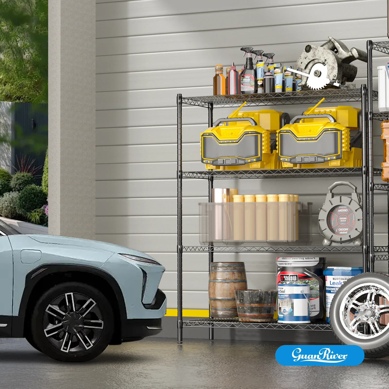 Guan River 4-Shelf Adjustable Metal Shelf Wire Shelving Unit Heavy Duty Storage Rack  for Office,Kitchen,Bedroom,Bathroom