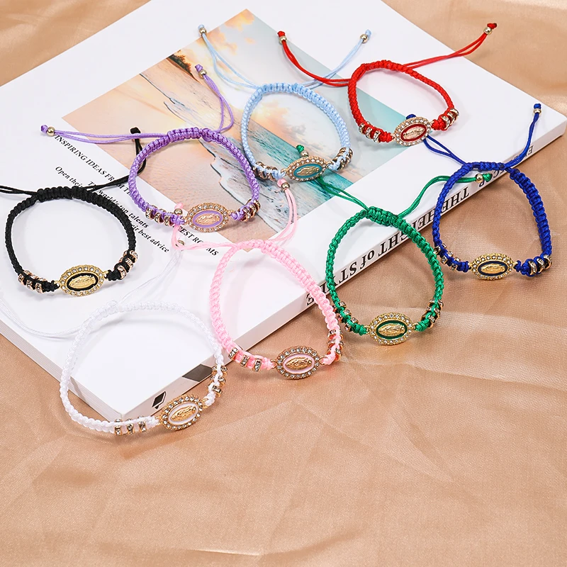 Wholesale Braid Bracelet Amulet Protection Jewelry Gold Virgin Mary Weave Catholic Bracelet