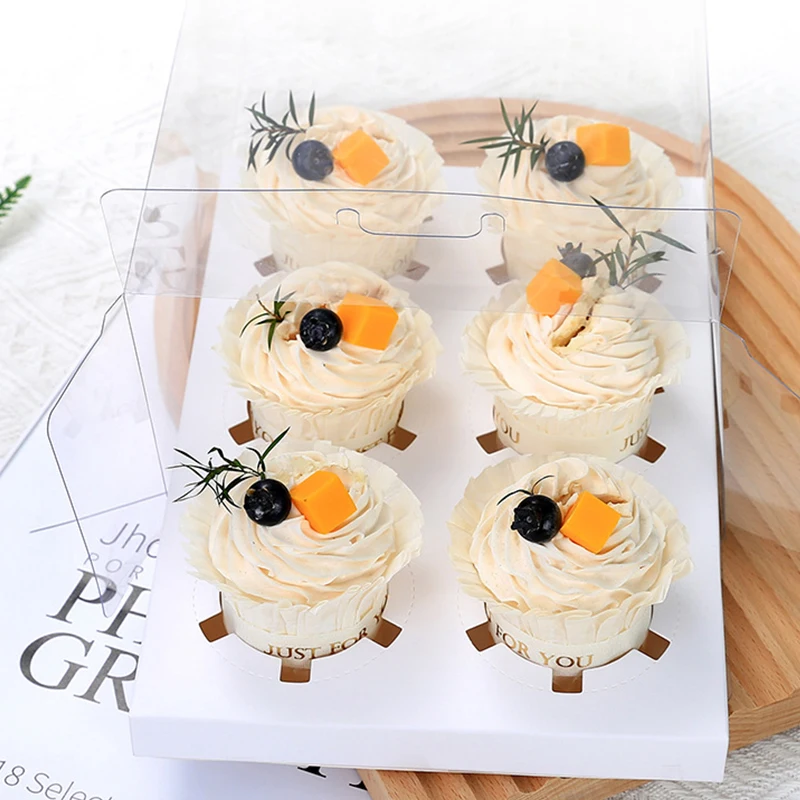 Hot Sale Heightened 12 Holes Clear Plastic Cup Cake Box Packaging With Dip Cup Insert For Bakery Shop
