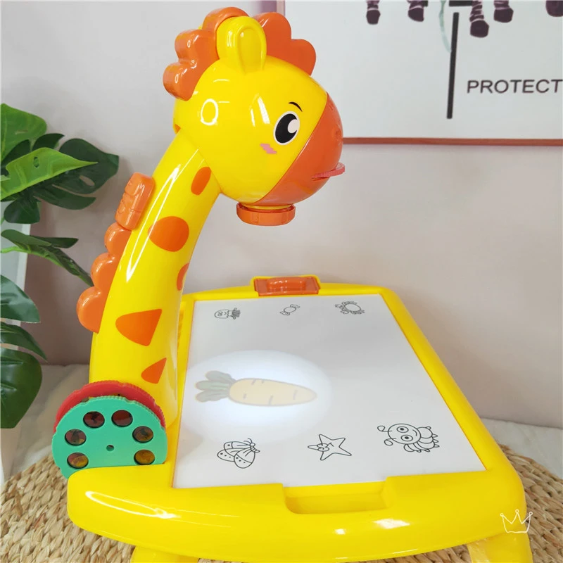 Led Cartoon Giraffe Design Drawing Board Electronic Learning Painting Board Projector Early Educational Drawing Toys For Kids