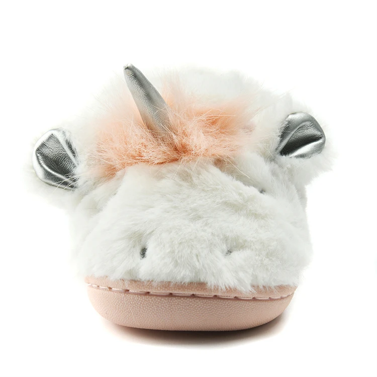 Wholesale Cute Little Girl 3D Unicorn Soft Bottom Winter Novelty Slippers Slip On for Kids