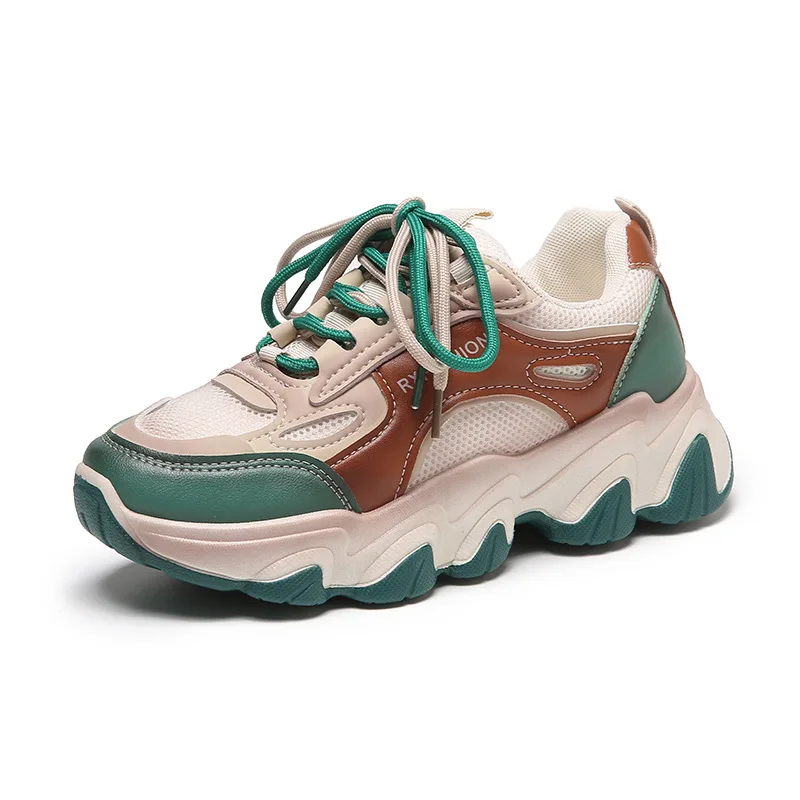Недорогие, оптовая продажа, новые удобные спортивные кроссовки на толстой подошве со шнуровкой, модные кроссовки для девушек и студентов