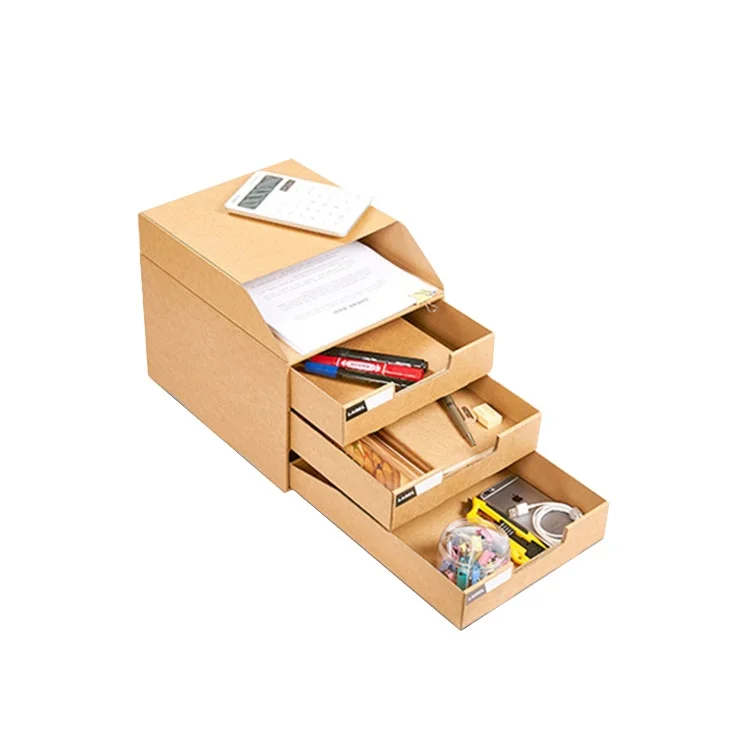 2020 New Wholesale custom Recyclable Paper File sliding gift box Beautiful home student office storage boxes bins