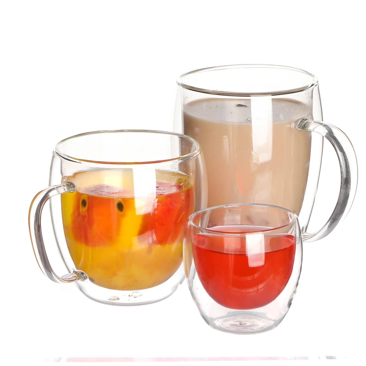 Creative Borosilicate Glass Cups Drinking Wine Set Mugs Transparent Double Wall Glass With Handle Cup Glass