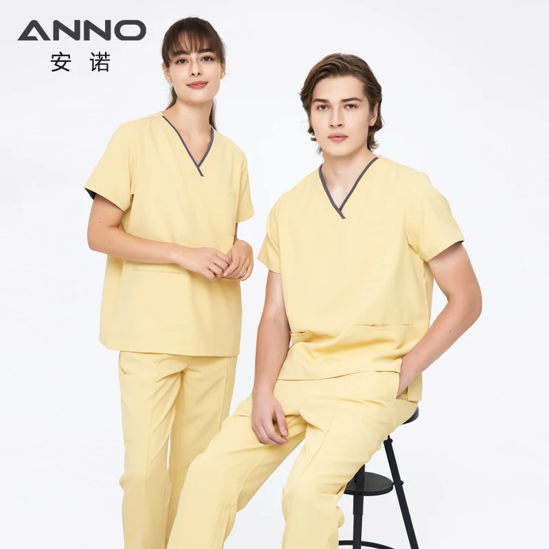 ANNO Customizable Logo Unisex Nurse Scrubs Sets Breathable Hospital Medical Clinic Scrub Suit Woven Doctor Uniforms New Design