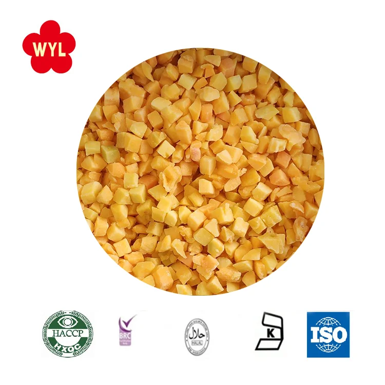 Ready to Eat IQF Sweetened Chinese Yellow Peaches Yellow Peach Dices in Bulk for Distribution