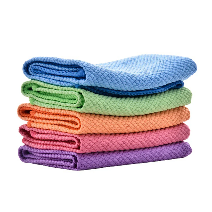 Wholesale Nanoscale Lint-Free Fishscale Microfiber Cleaning Rags Cleaning Cloths for Kitchens Glass Cars and Windows Polishing