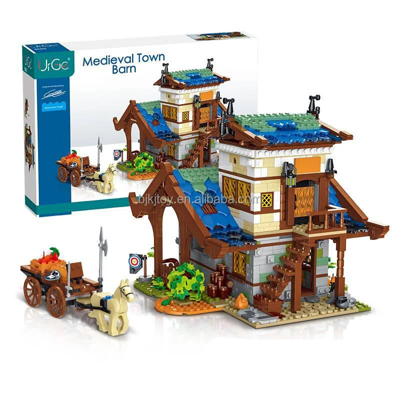 Urge 50102 1725pcs City Street View Medieval Town Barn Building Block Toys Diy Assembly Bricks Model For Kids