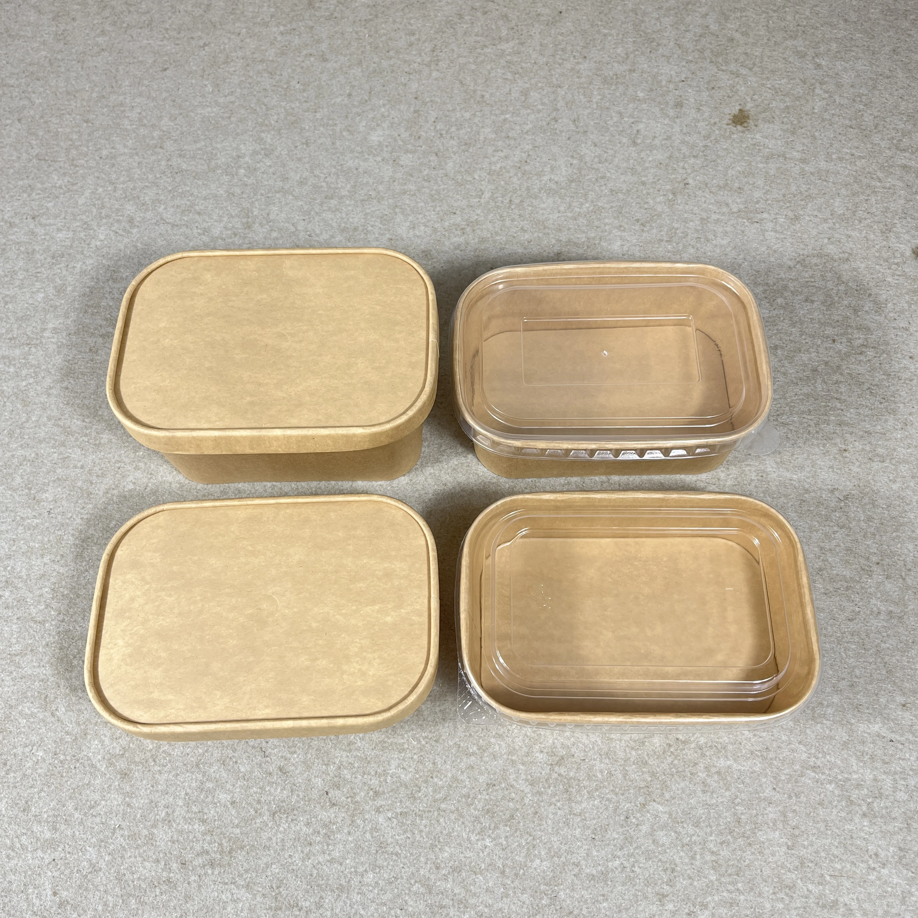 1000ml  Square Kraft Paper Bowl with Lids Disposable Food Containers for Restaurants Soup Bowls to Go