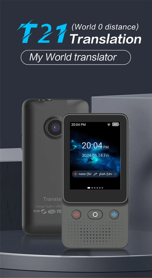 138 Languages Translator Device, Instant Offline Voice Translation Portable Two-Way Language Translator T21