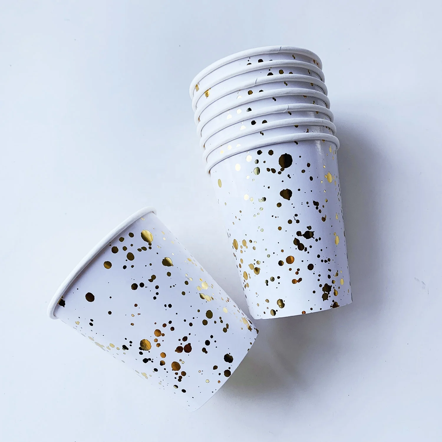 Одноразовые бумажные стаканчики для вечеринок с золотой фольгой 9 унций или 12