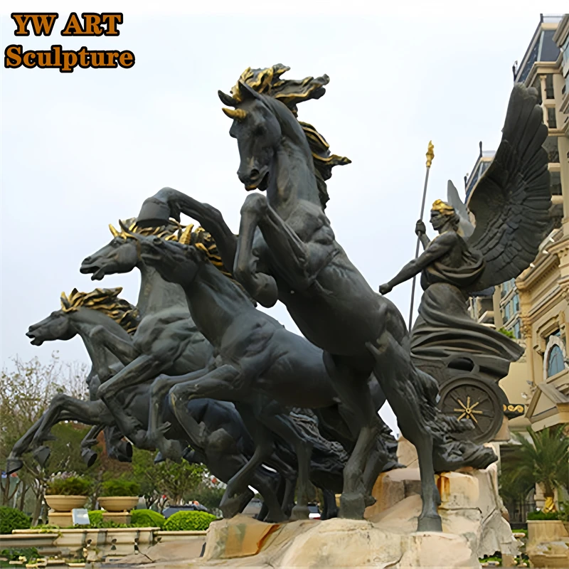 Large Outdoor Life Size Pegasus Bronze Colorful Patina Flying Horse Statue  With Wings Metal Pegasus Sculpture