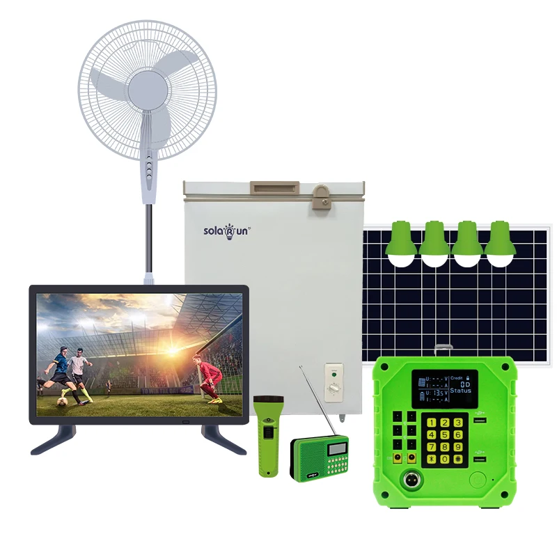 High Quality Small Portable Complete Off Grid Solar Energy Light System Kit For Home Use Power House With Torch Ceiling Fan