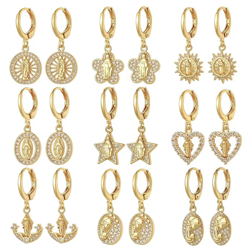 18k 14k gold religious  plated wholesale fancy small gold earrings woman 2015 /ladies earrings designs pictures designs for part