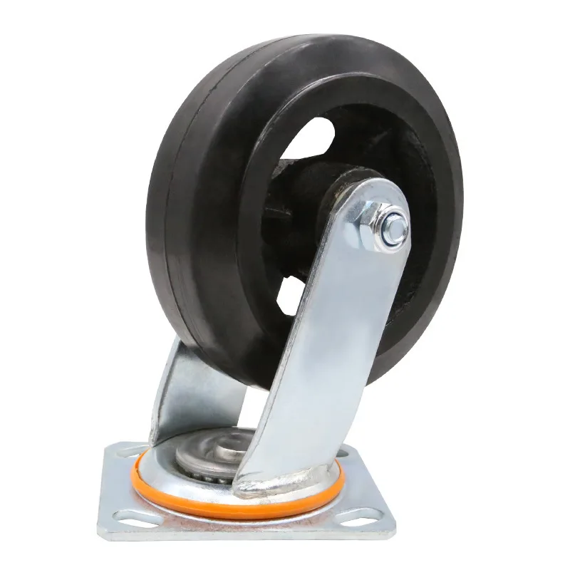 Factory Medium duty swivel solid rubber wheels tire black casters rubber wheels for trolley
