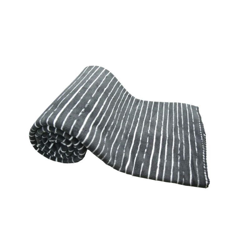 Wholesale RTS High Quality Heavy Weight Print Stripe Yoga blanket Polar Fleece Blanket Throw Chunky Knit Blanket