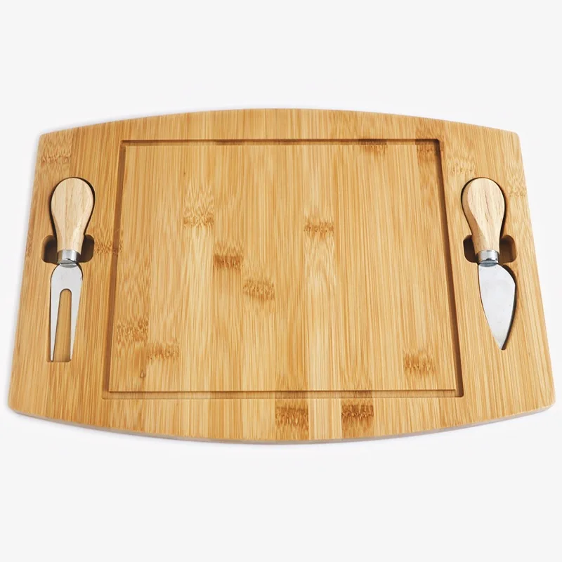 Hot Serving Tray Wood Bamboo Cheese Board Set With Cutlery In Slide Out Drawer Cheese Platter Cutting Board Wholesale