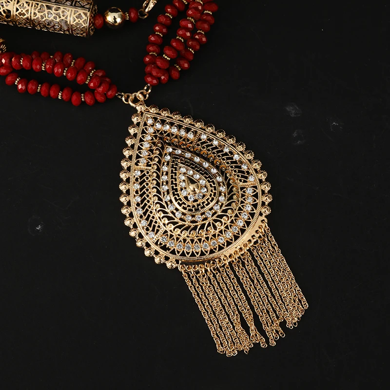 2021 New Design Moroccan Style Necklace Gold Plated Crystal Rhinestone Necklace For Body Decortion