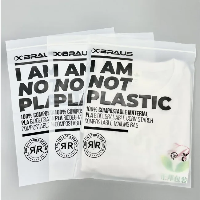 compostable garment  bag corn starch PLA clear  plastic  poly bag biodegradable packaging eco-friendly compostible garment bag