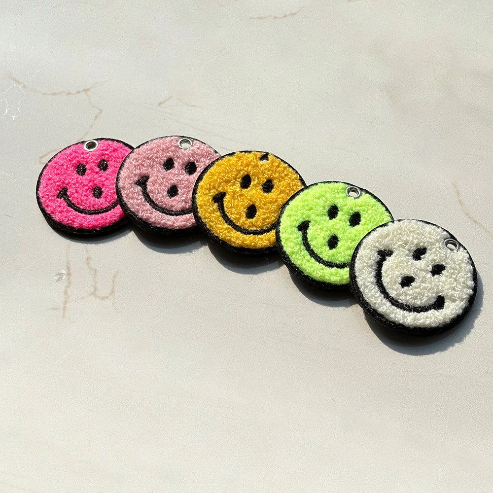 Custom Chenille Keytags Zipper Bag Pull Charms Pendants Luggage Tag Embroidery Key Chain Patch Embroidered Keychain Tag