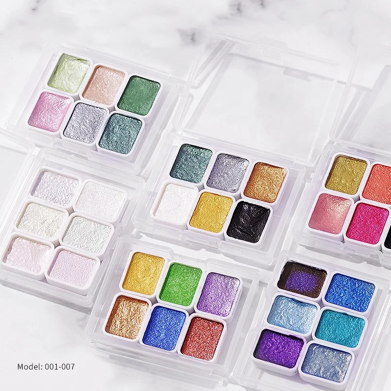 Nail Art Pearl Pigment Glitter Set Solid Metallic Watercolor Paint Chrome Powder Effect Shimmer Watercolor Nail Art