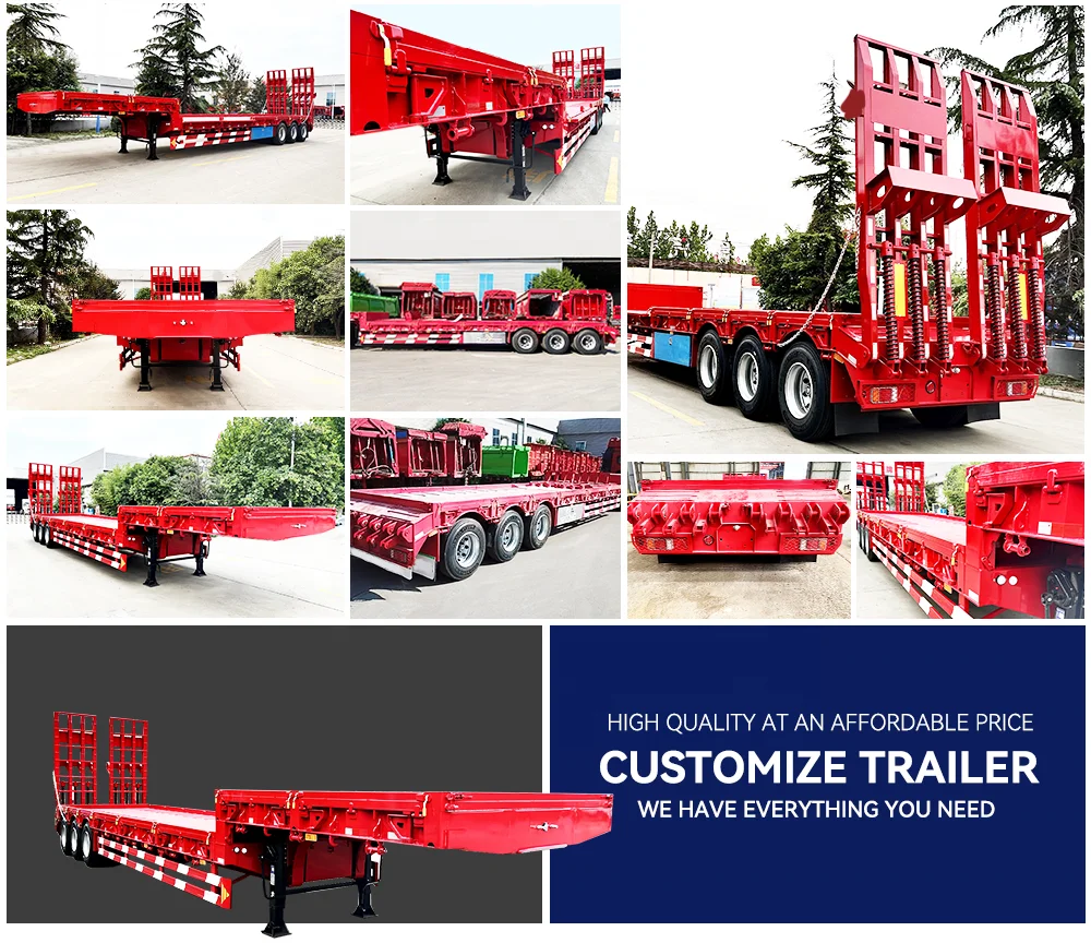 Construction Machinery Gooseneck Transportation Low Plate Semi Trailer Low Bed Trailer 3 4 5 Axis 16.5 M Length Truck Trailers