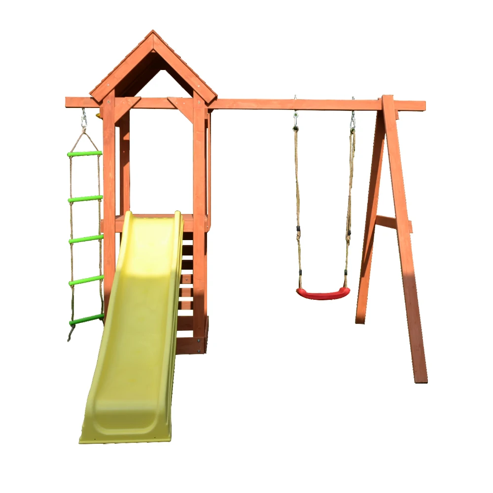 Wooden toys Playhouse  Garden Backyard Kids Outdoor Yard Fun Children Garden Wood play house with swing and ramp