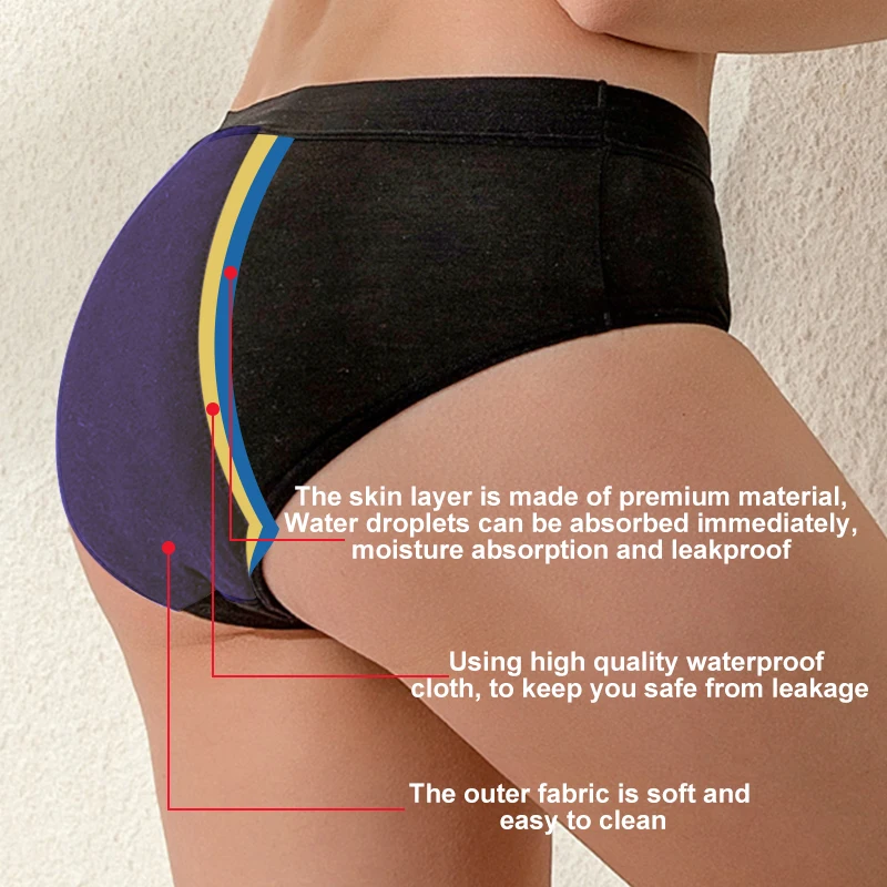 Женская обувь большого размера 4 слойные, бесплатная доставка мягкие дышащие трусы с низкой талией с защитой от проливания Санитарно Нижнее белье из хлопка менструального периода трусики