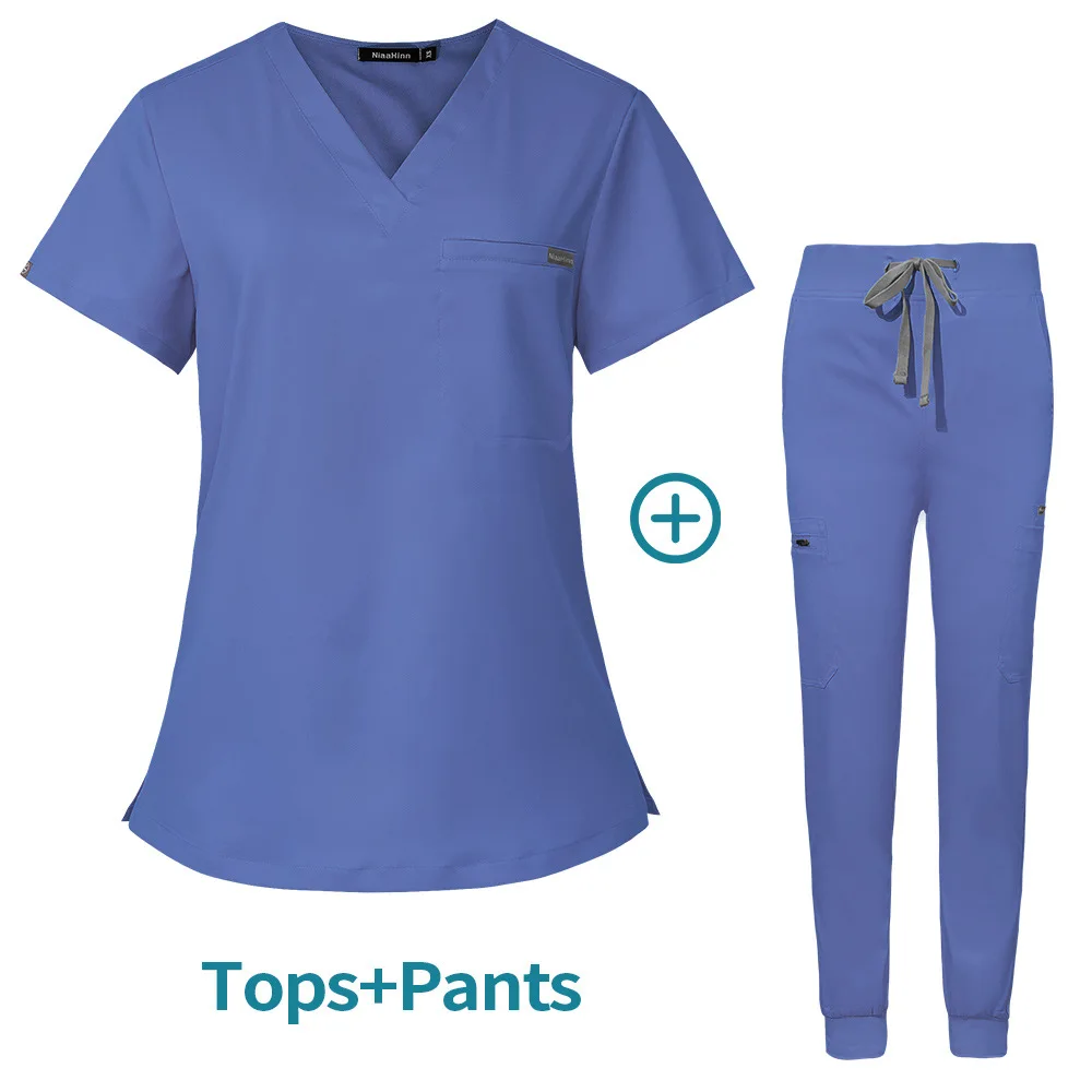 Wholesale Custom Scrubs Suit Hospital Uniforms Medical Nursing Scrubs Jogger Pant Short Sleeve Nurse  Scrubs Uniforms Sets