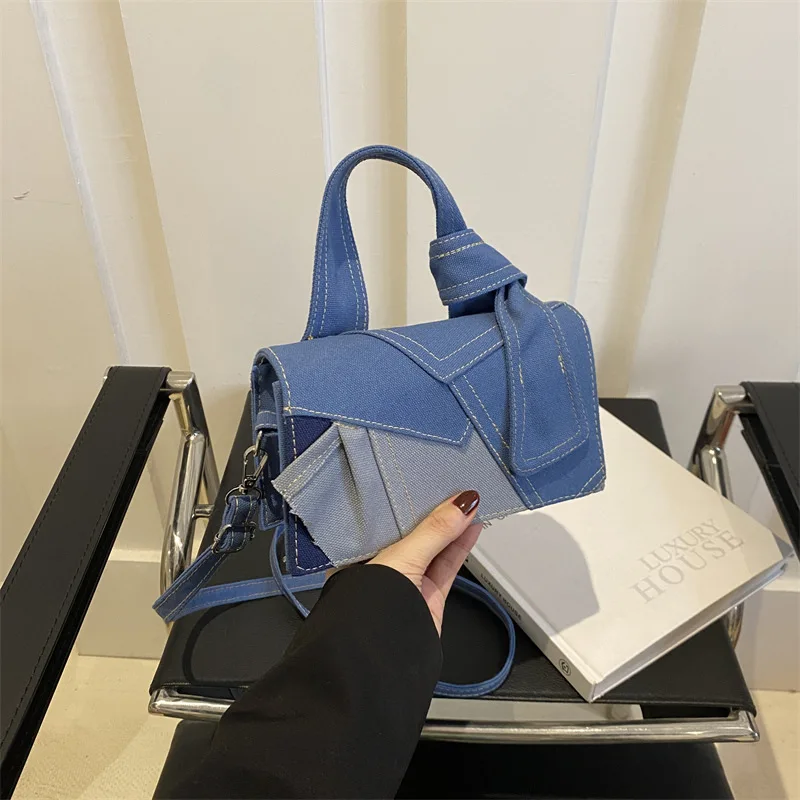 Patchwork Design Women Shoulder Bag Fashion Denim Female Handbags large capacity Jeans Totes Bag