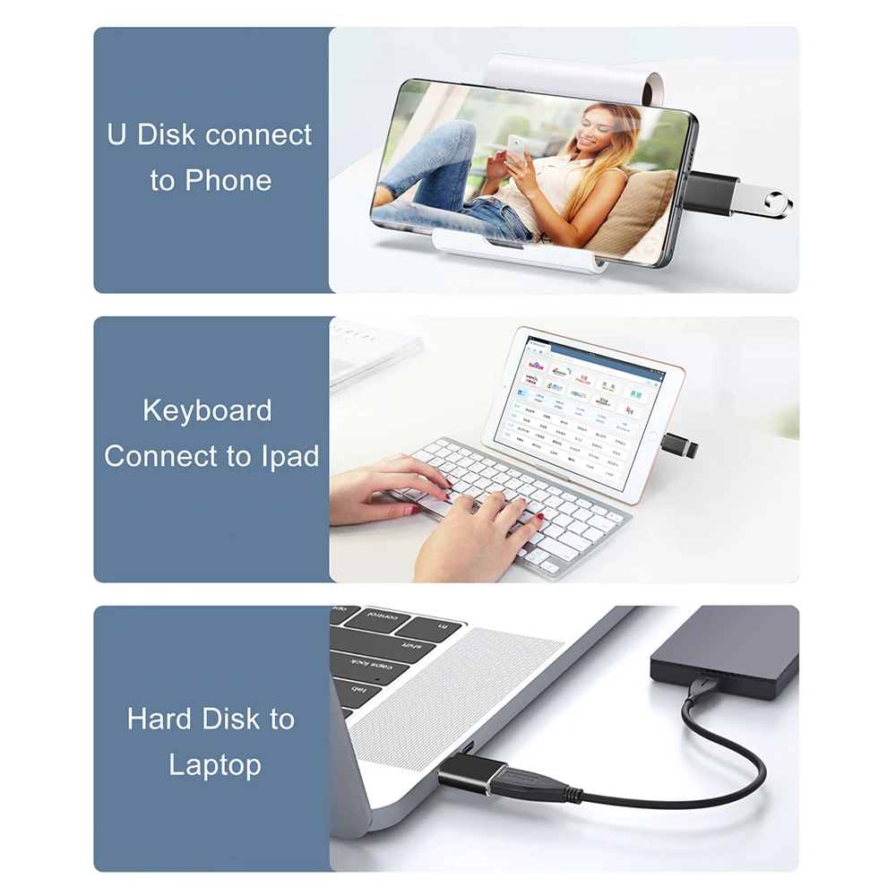 Customize Logo USB 3.0 3.1 Female to Type-C Male OTG Adaptor Convertor USBC OTG Connector USB to USB C Adapter