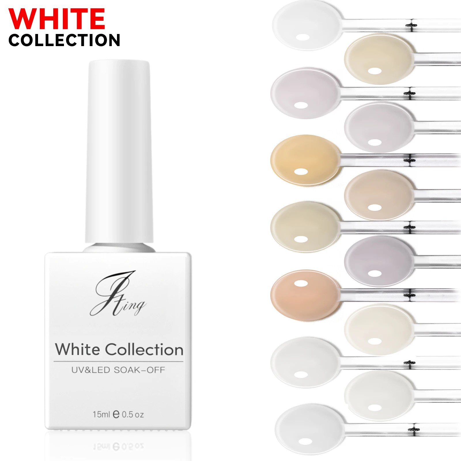 JTING hot popular 12 colors classic super milky white gel polish collection Vegan Crulty free natural colors uv nail gel polish