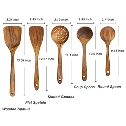 Wooden Kitchen Utensils set for kitchen and Cooking Natural Teak Wooden Utensil Set Nonstick Kitchen Utensils set
