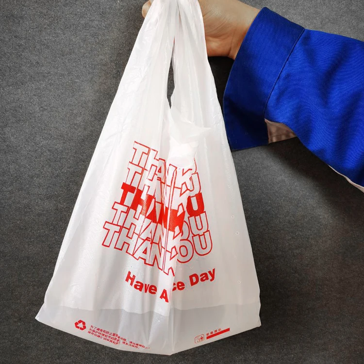 Small Vest Bag Biodegradable T-Shirt Bags Thank You Reusable Shopping Bags With Logo