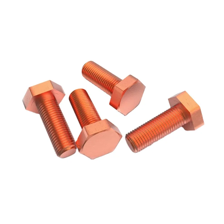 M3 4 5 6 8 10 12 14 16 18 20 T2 Pure Copper Hexagon Hex Head Bolt Screw For Electrolysis